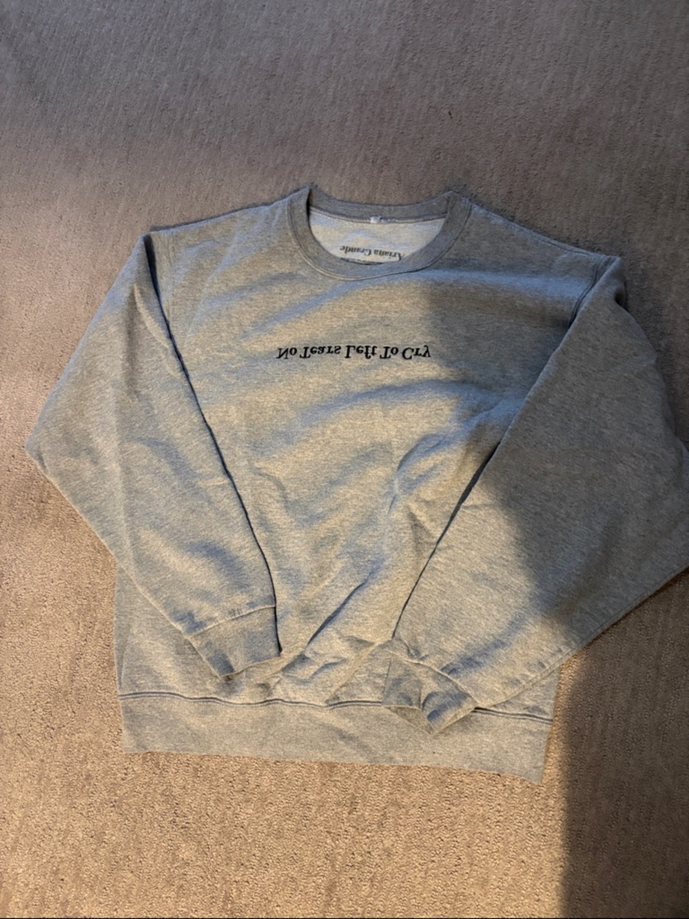 Ariana Grande No Tears Left to Cry Gray Graphic Crewneck Sweater